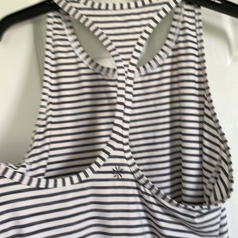 Athleta, sz M, racerback, blue and white striped. - Picture 3 of 6